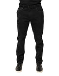 Dolce & Gabbana Black distressed cotton-denim skinny jeans