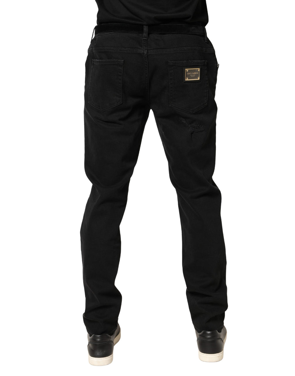 Dolce & Gabbana Black distressed cotton-denim skinny jeans