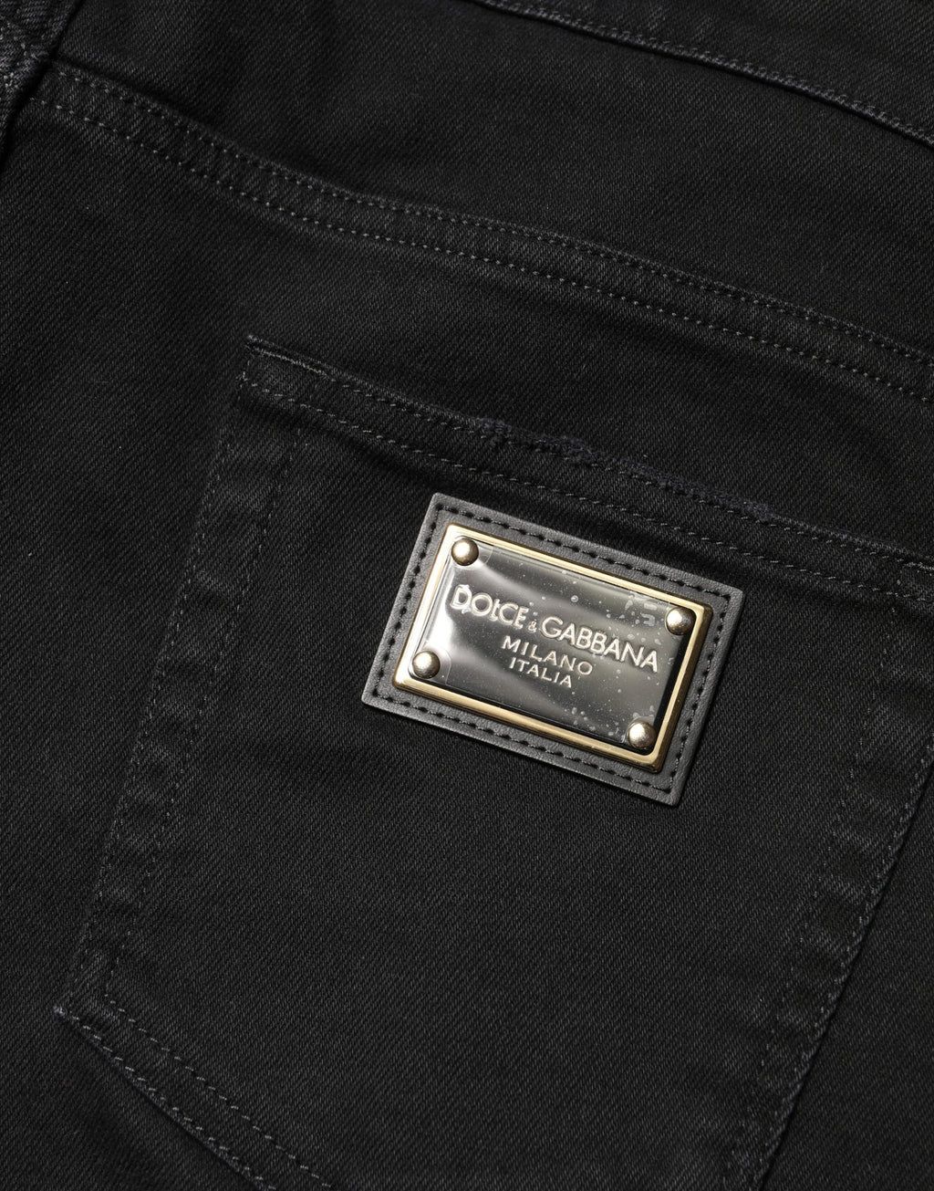 Dolce & Gabbana Black distressed cotton-denim skinny jeans