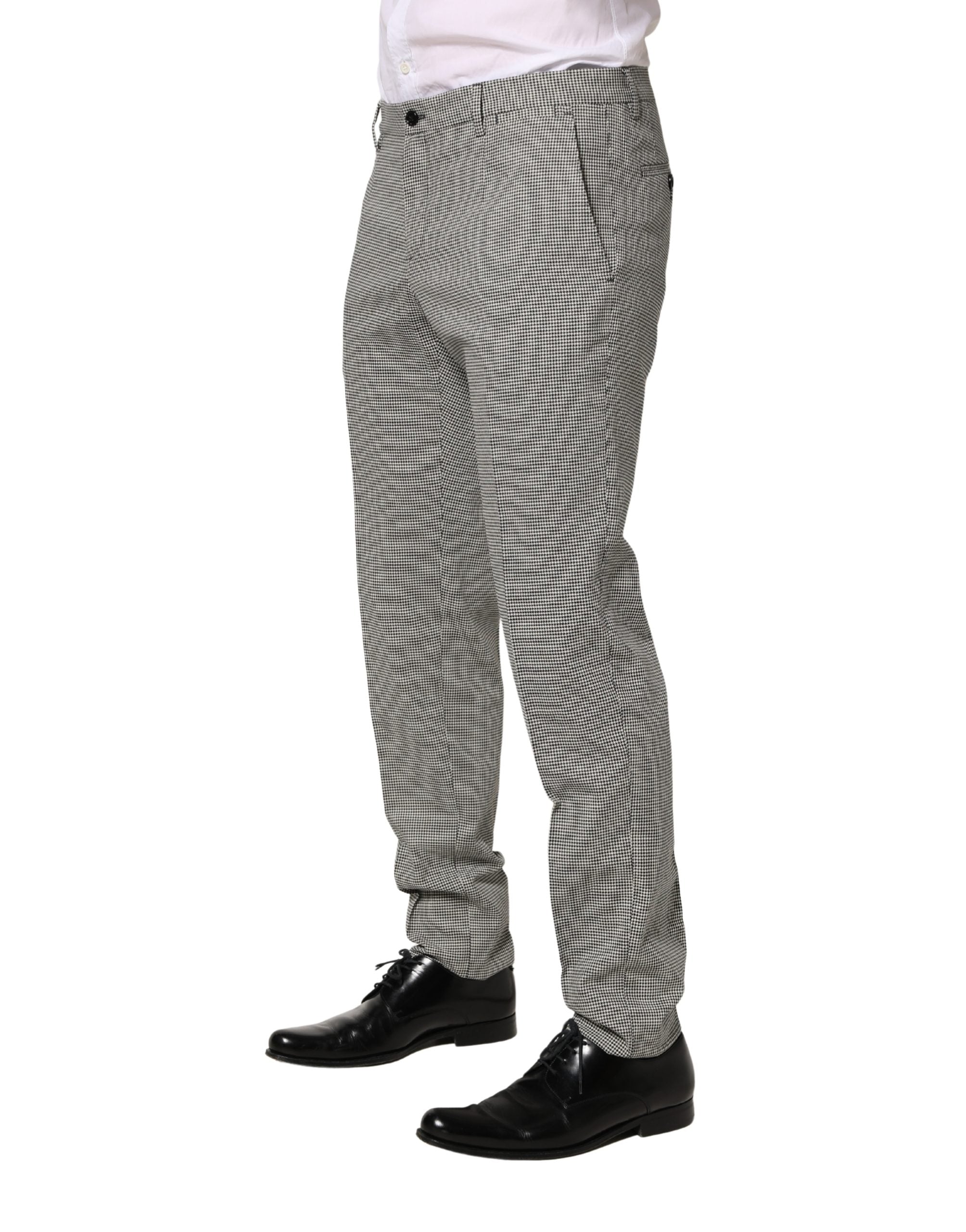 Dolce & Gabbana Grey Cotton Skinny Formal Trousers