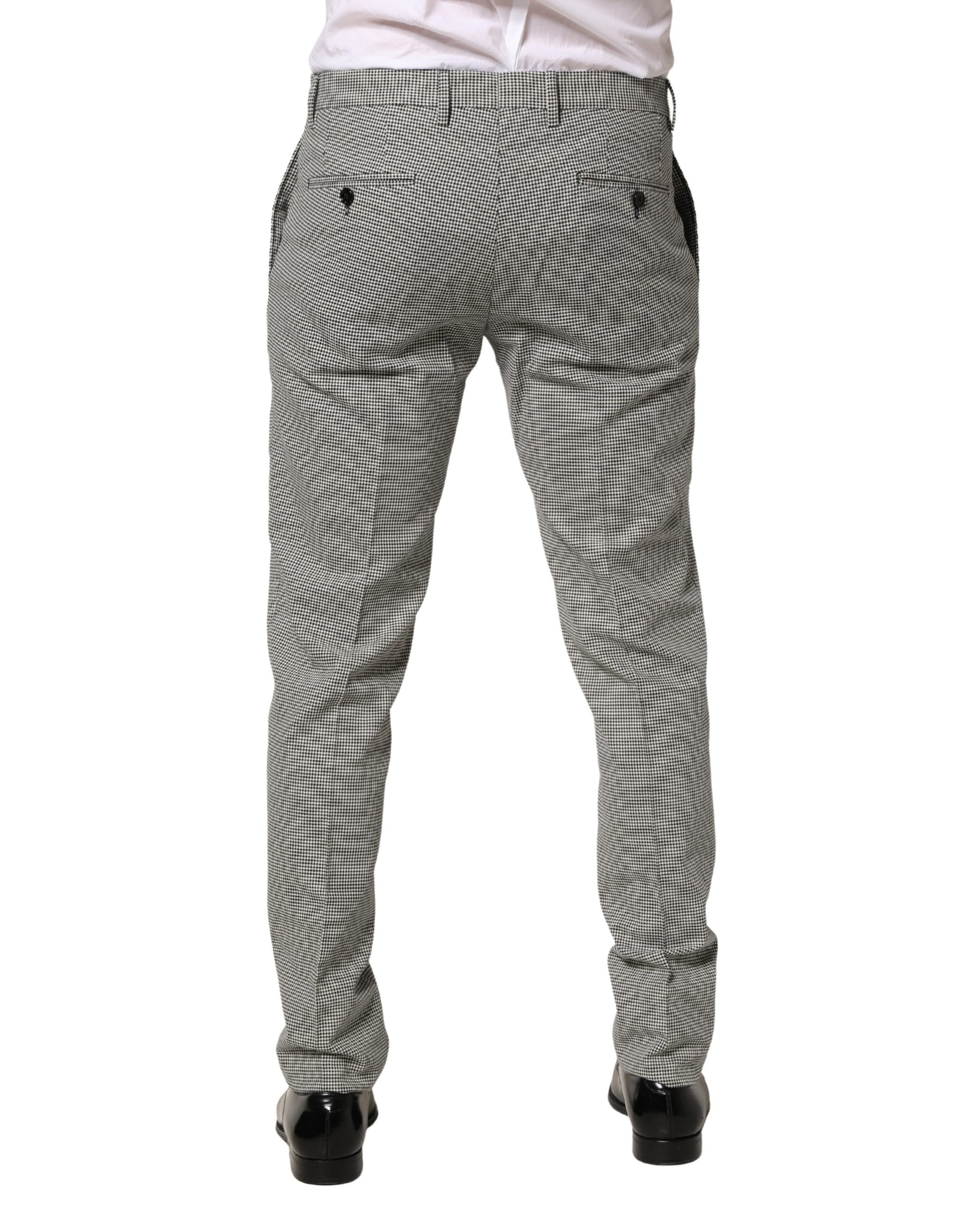 Dolce & Gabbana Grey Cotton Skinny Formal Trousers