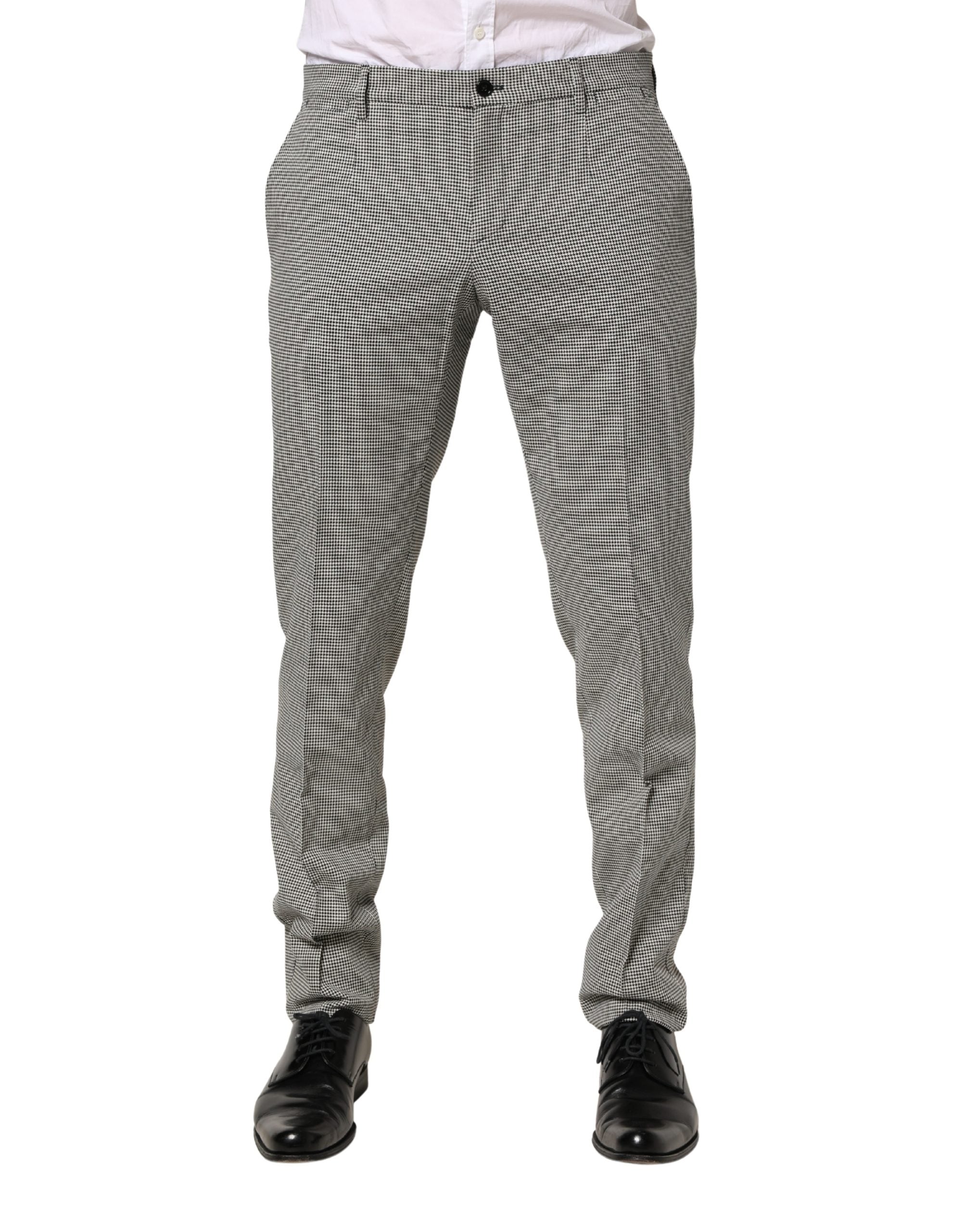 Dolce & Gabbana Grey Cotton Skinny Formal Trousers