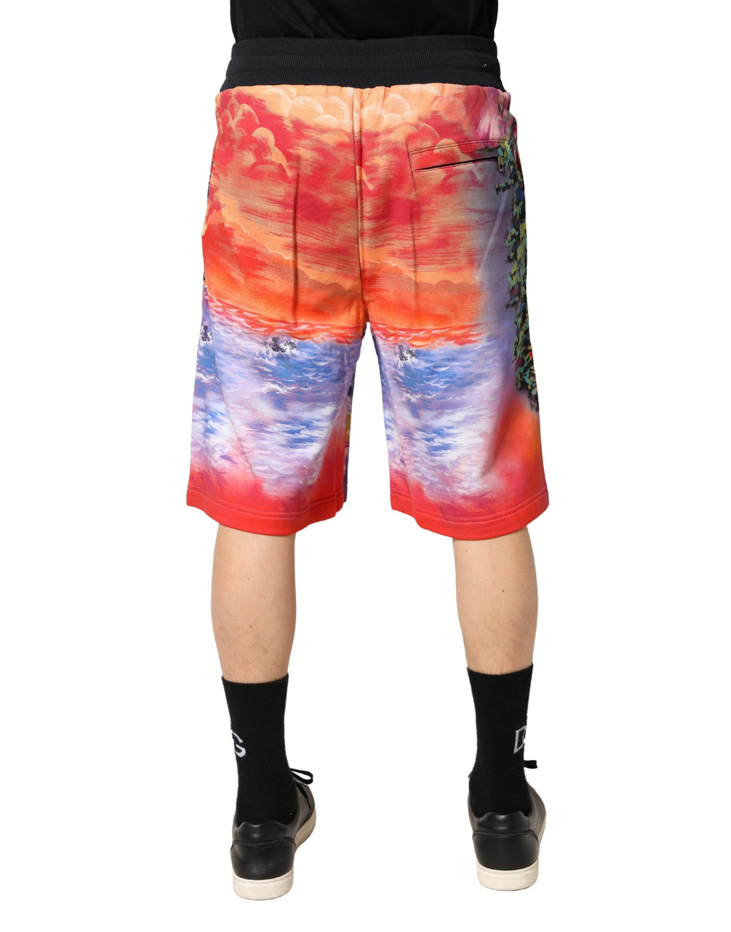 Dolce & Gabbana Multicolor Cotton Bermuda Shorts with Graphic Print