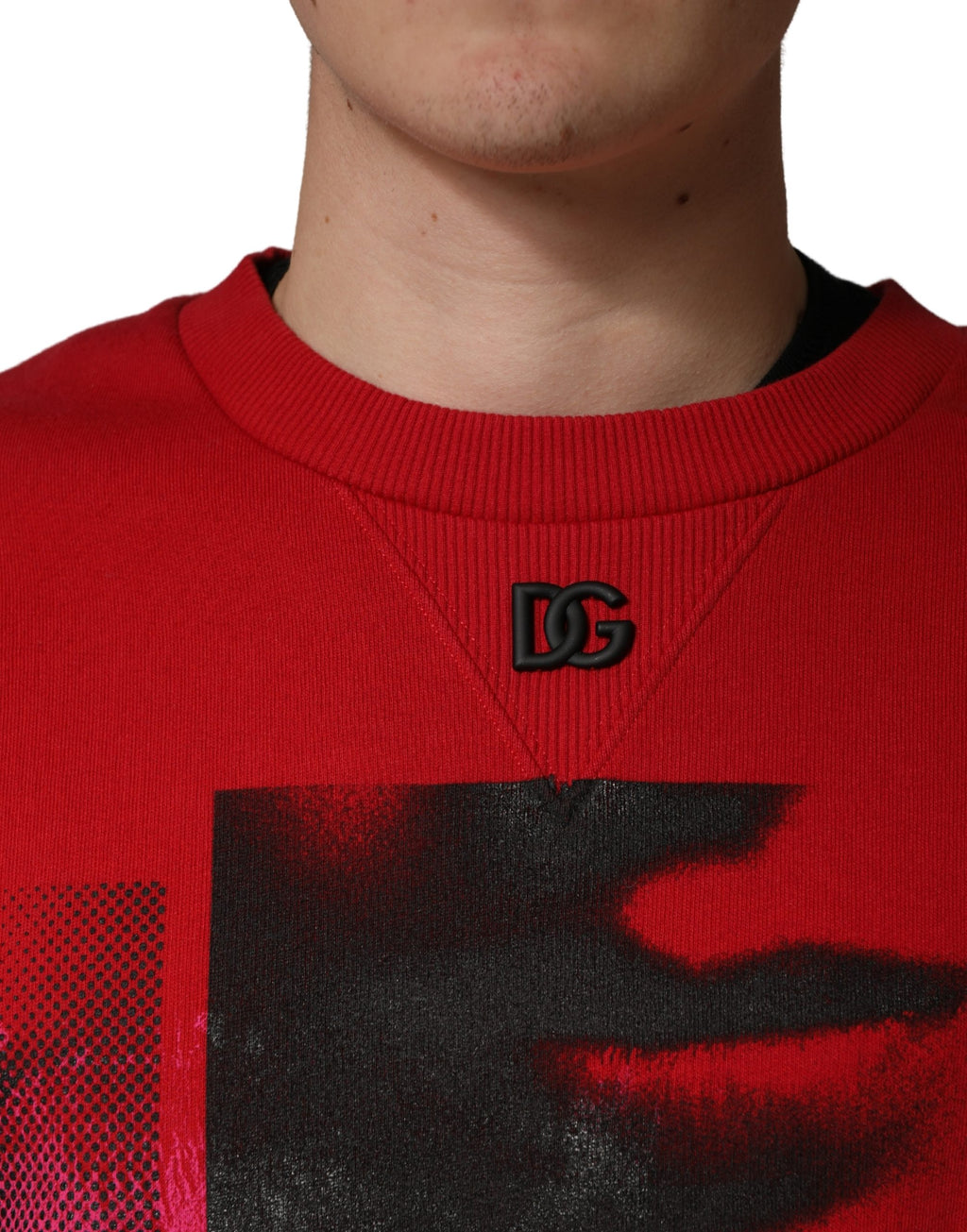 Dolce & Gabbana Herren-Sweatshirt mit rotem Grafikprint und Rundhalsausschnitt