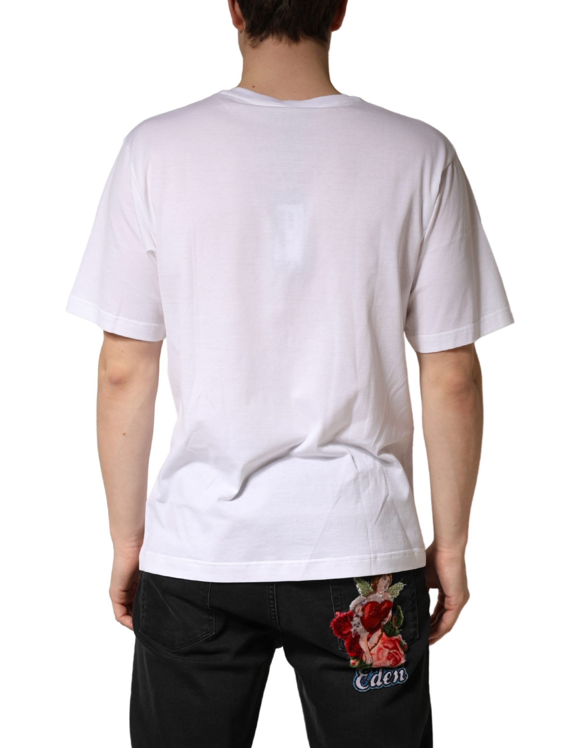Dolce & Gabbana Weißes Baumwoll-Basic-T-Shirt mit V-Ausschnitt für Herren