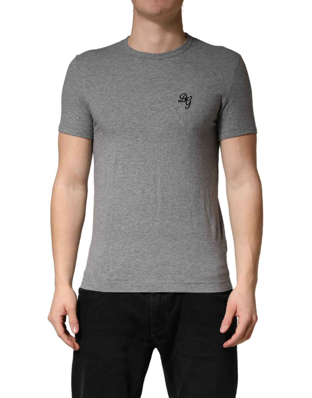 Dolce & Gabbana Grey DG Logo Crew Neck Men's Undershirt-T-Shirt