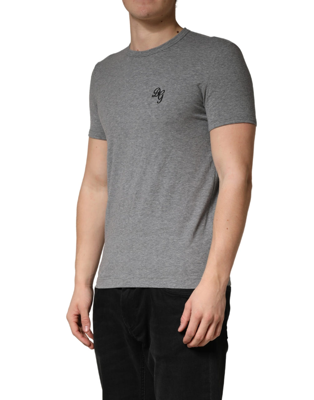 Dolce & Gabbana Grey DG Logo Crew Neck Men's Undershirt-T-Shirt