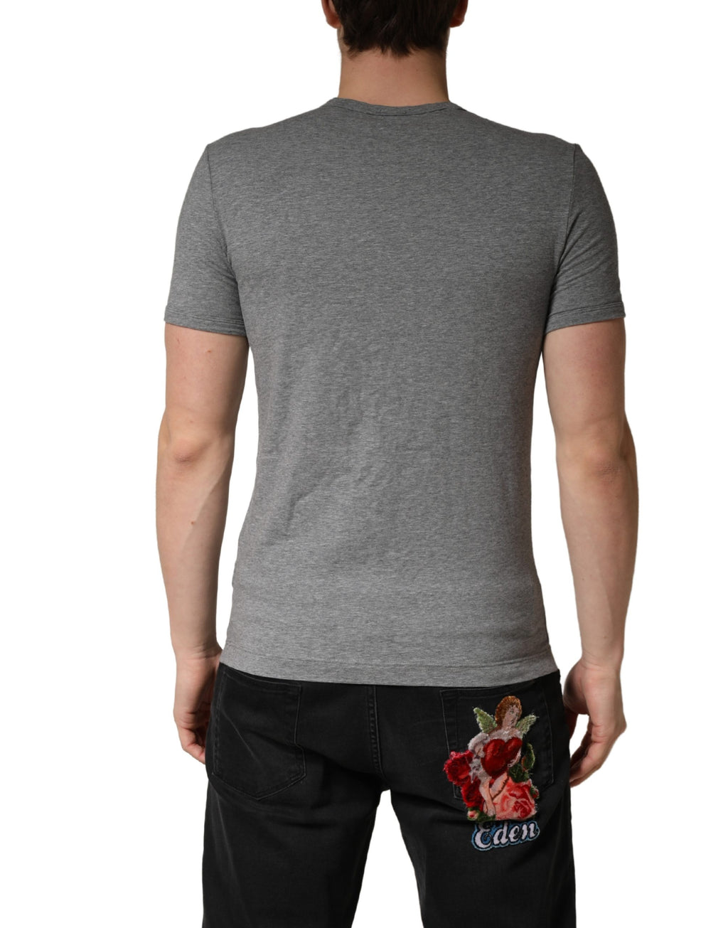 Dolce & Gabbana Grey DG Logo Crew Neck Men's Undershirt-T-Shirt