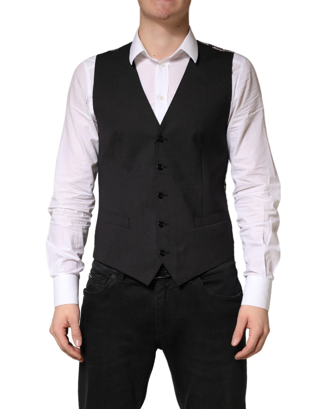 Dolce & Gabbana Schwarze Wollweste für Herren, formell