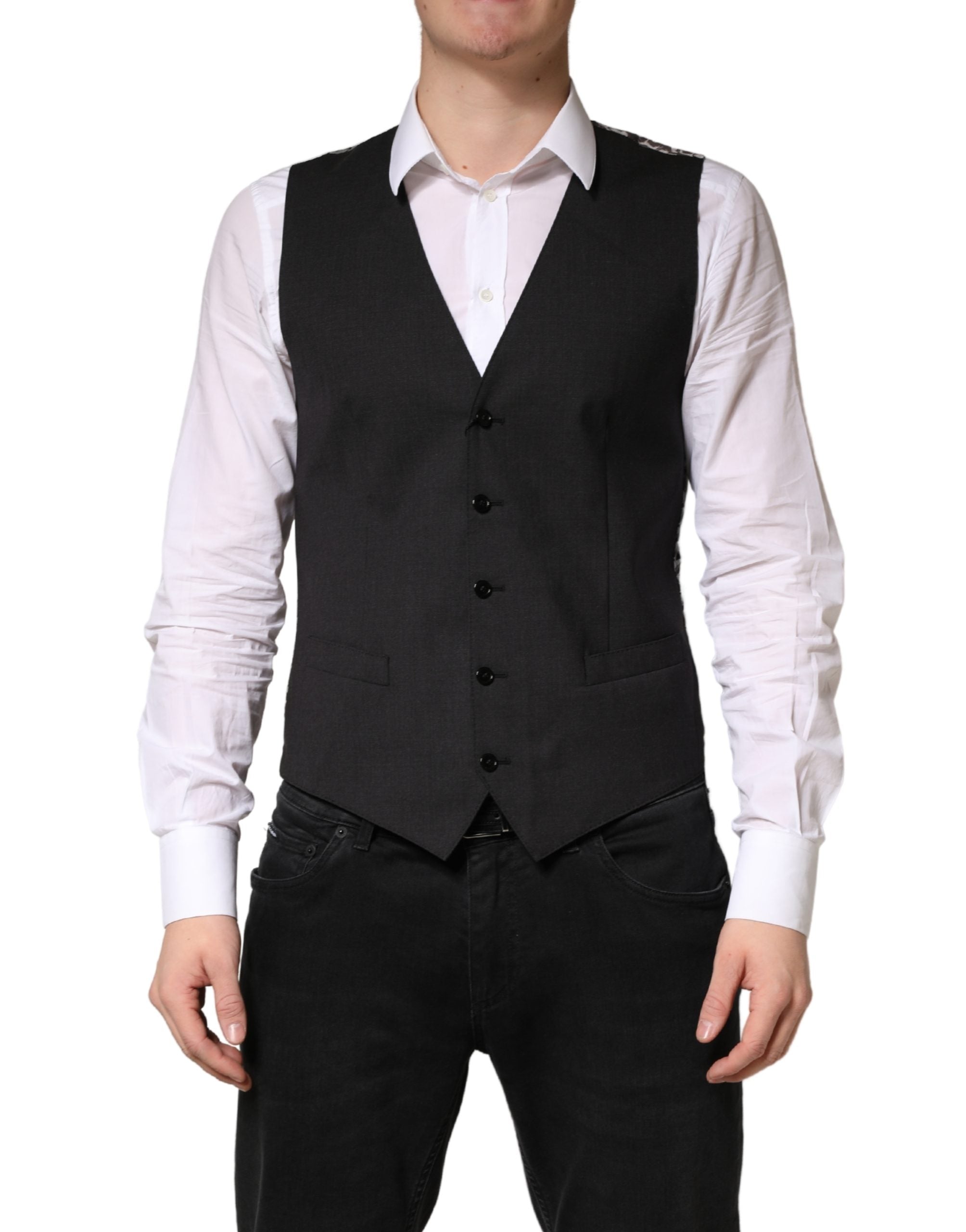 Dolce & Gabbana Schwarze Wollweste für Herren, formell