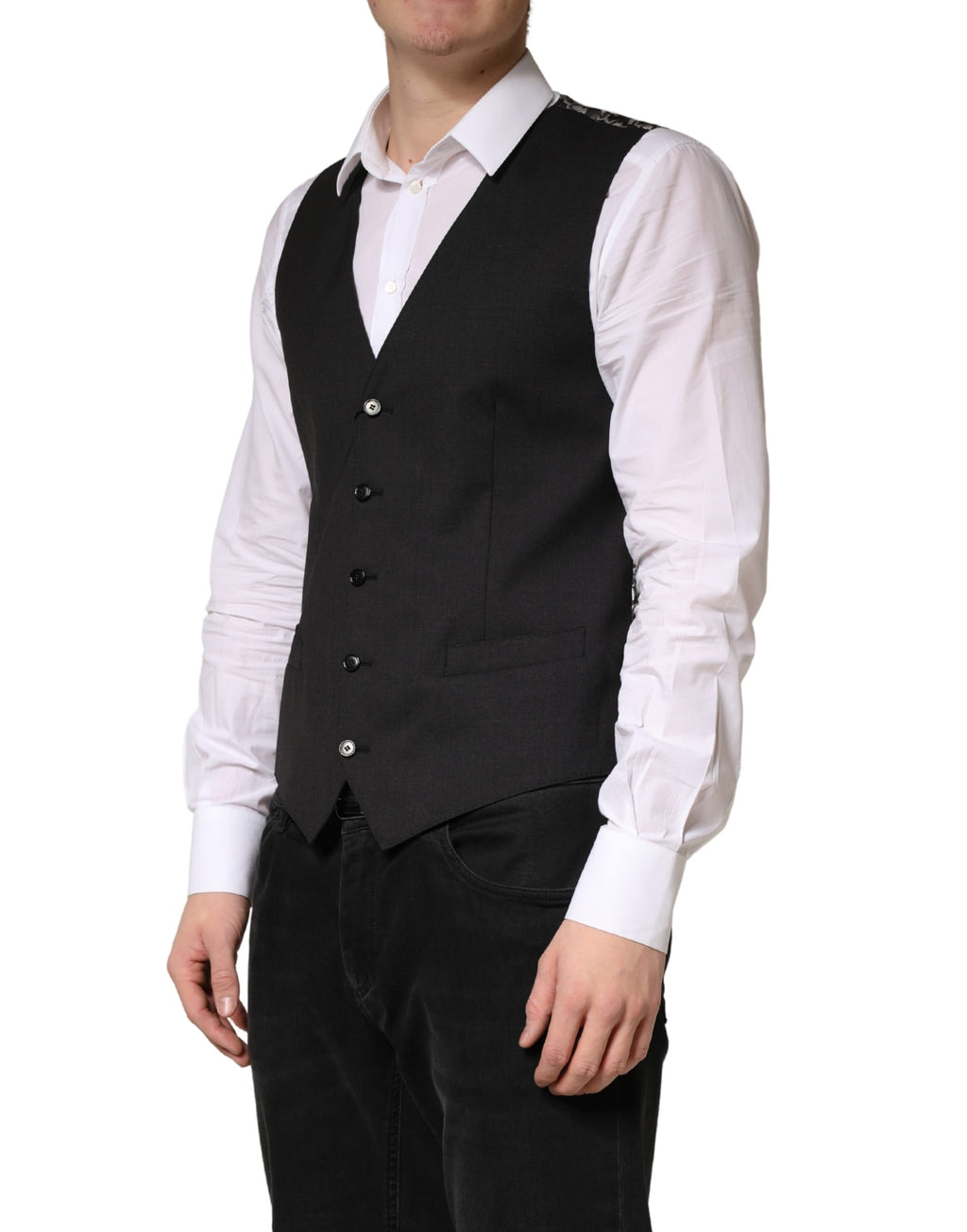 Dolce & Gabbana Schwarze Wollweste für Herren, formell