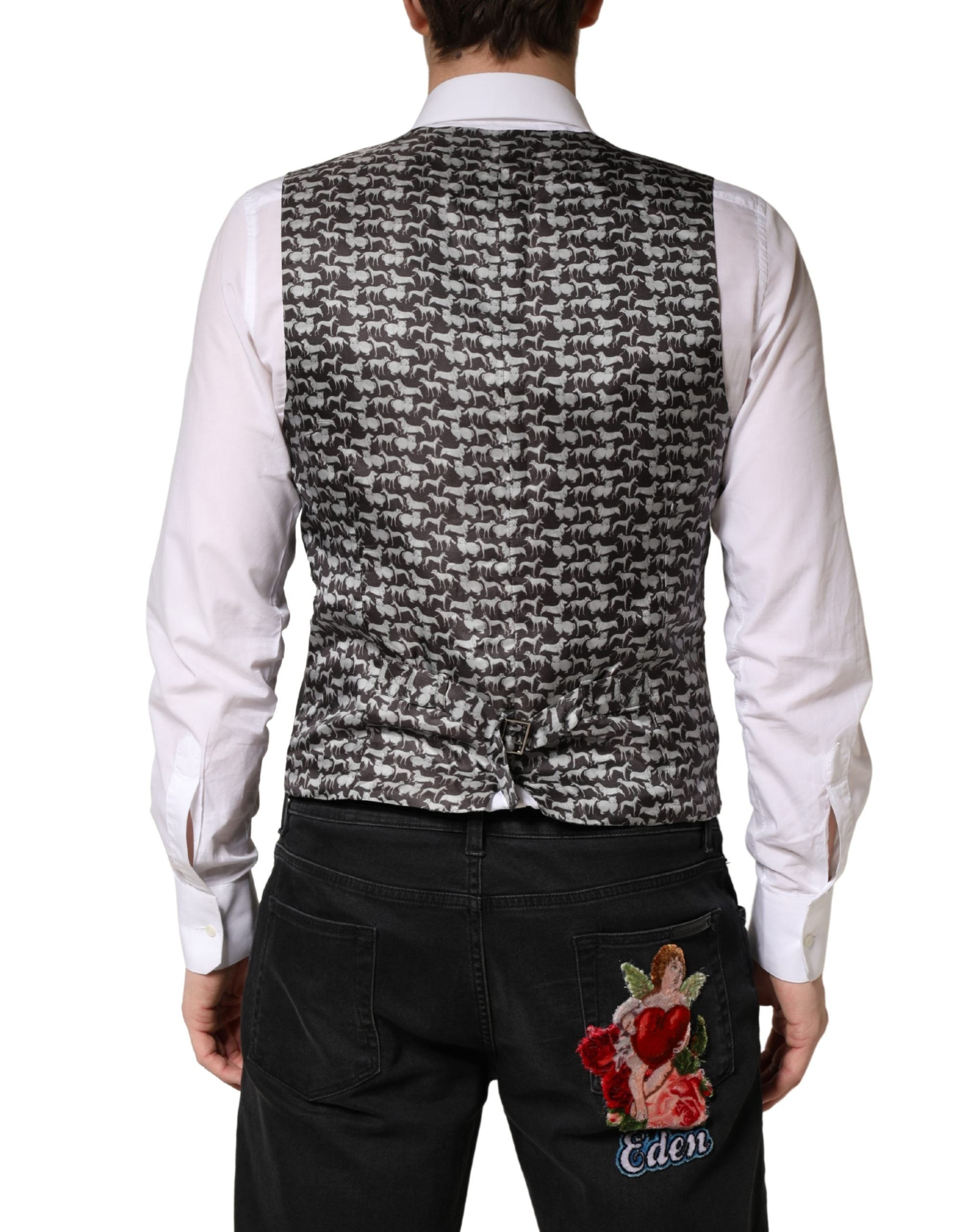Dolce & Gabbana Schwarze Wollweste für Herren, formell