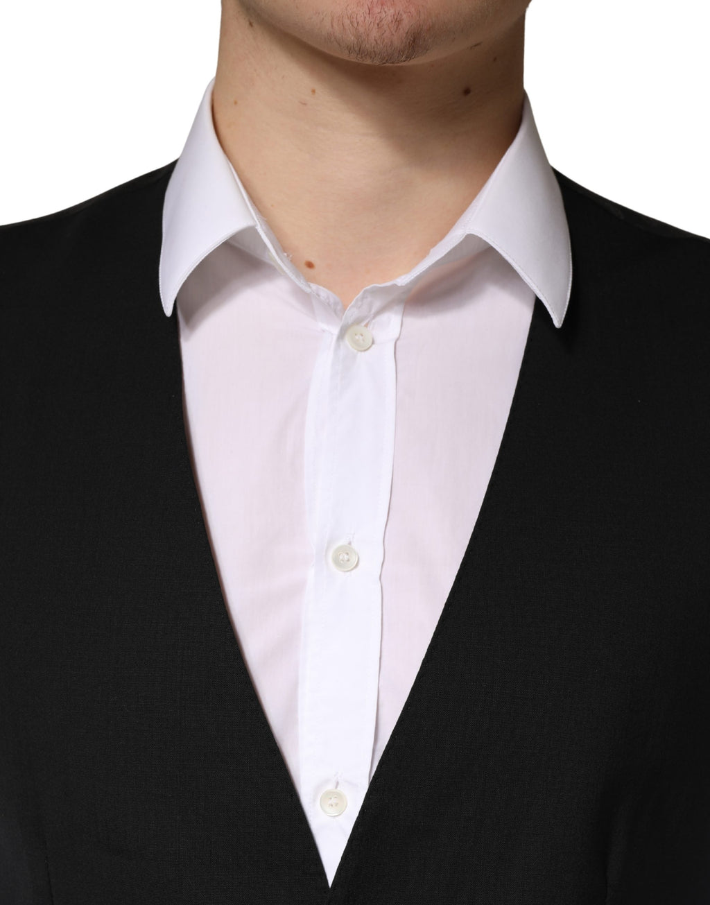 Dolce & Gabbana Schwarze Wollweste für Herren – Formeller Schnitt