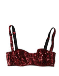 Dolce & Gabbana Red Sequin Nylon Balconette Bra
