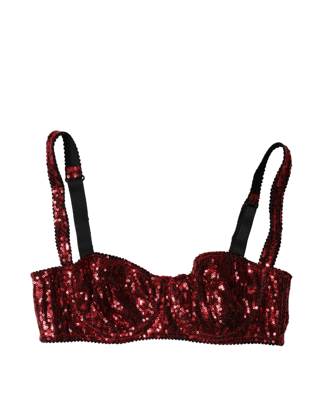 Dolce & Gabbana Red Sequin Nylon Balconette Bra