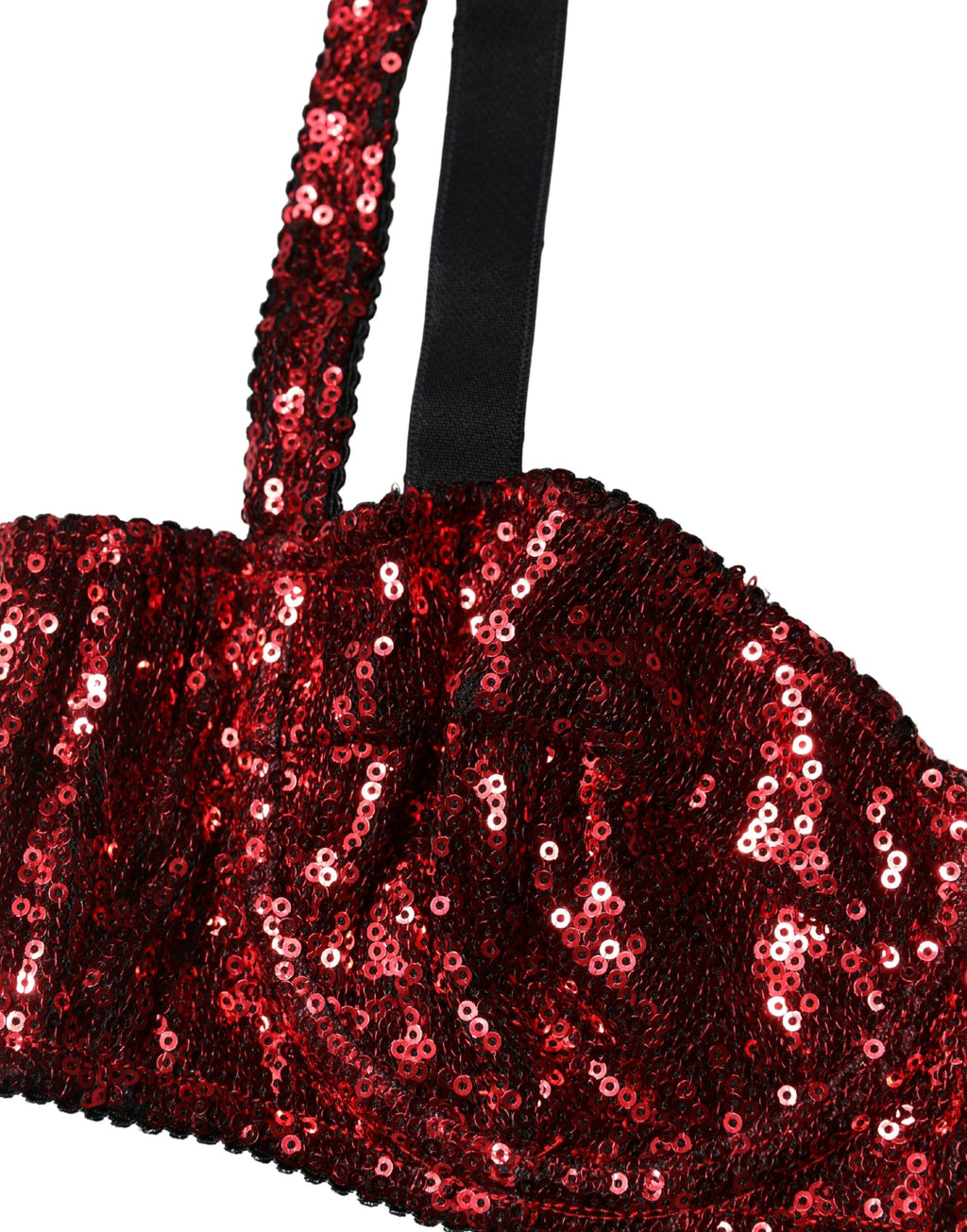 Dolce & Gabbana Red Sequin Nylon Balconette Bra