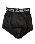 Dolce & Gabbana Black Logo Girdle High Waist Panties Underwear