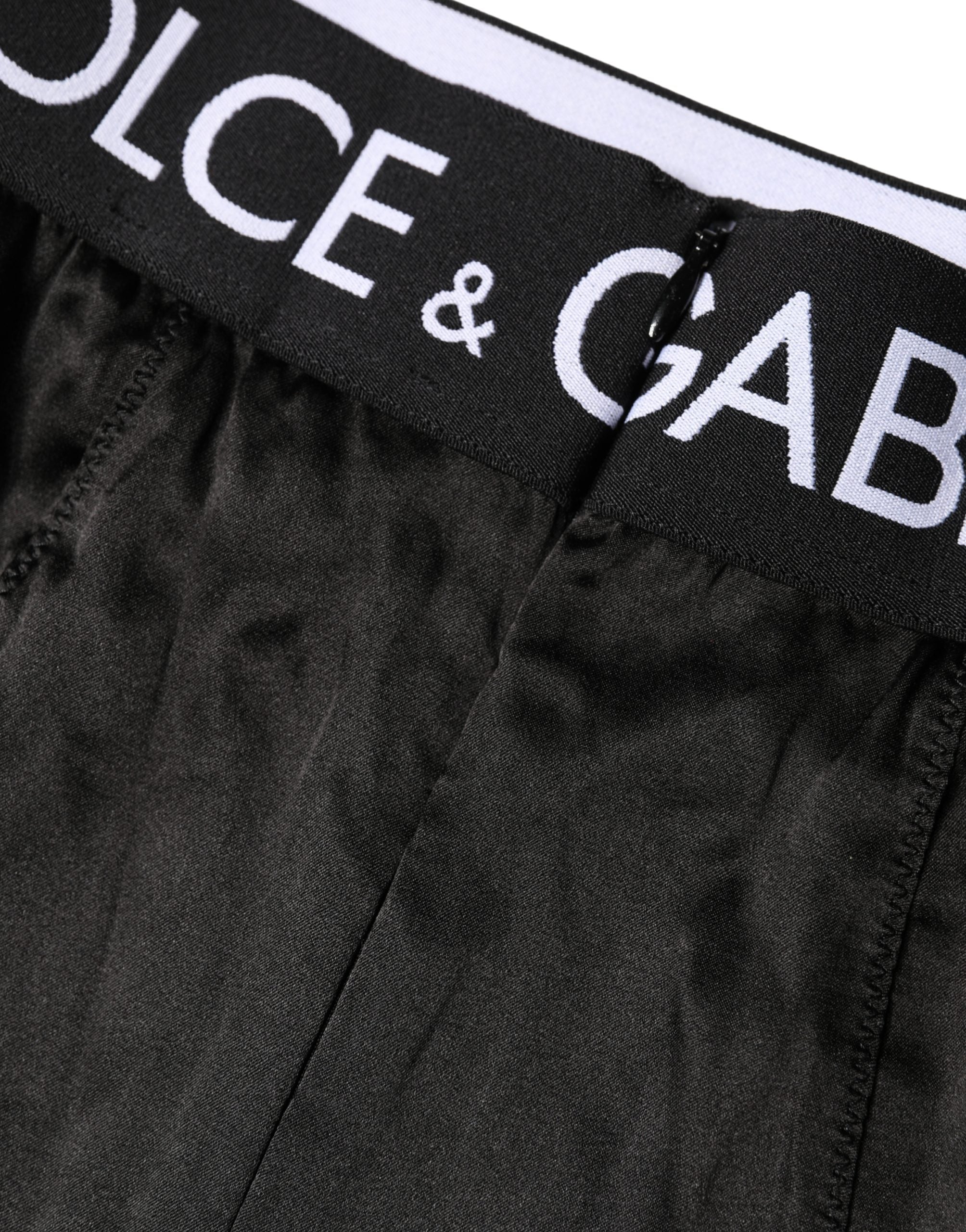 Dolce & Gabbana Black Logo Girdle High Waist Panties Underwear