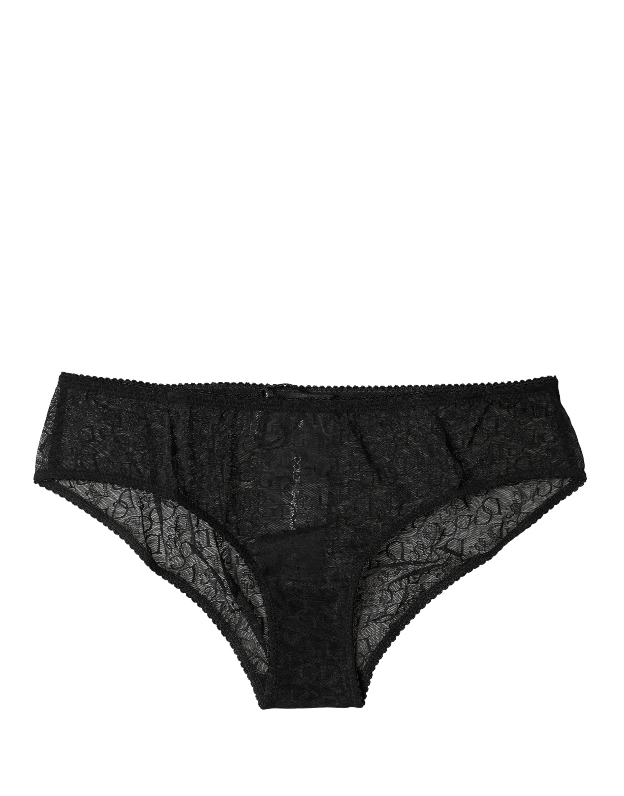 Dolce & Gabbana Schwarzer Mid-Waist Slip aus Stretch-Nylon