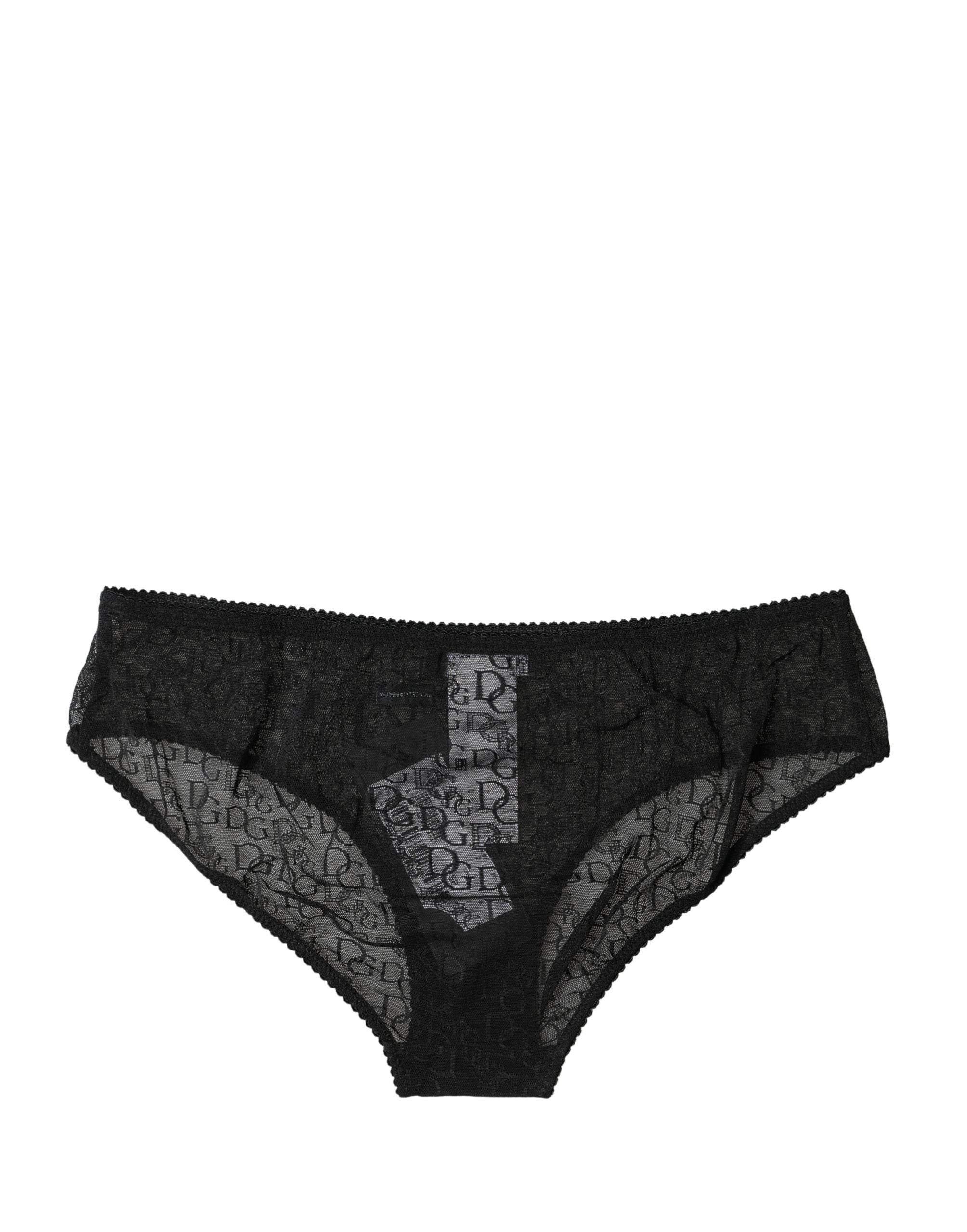 Dolce & Gabbana Schwarzer Mid-Waist Slip aus Stretch-Nylon