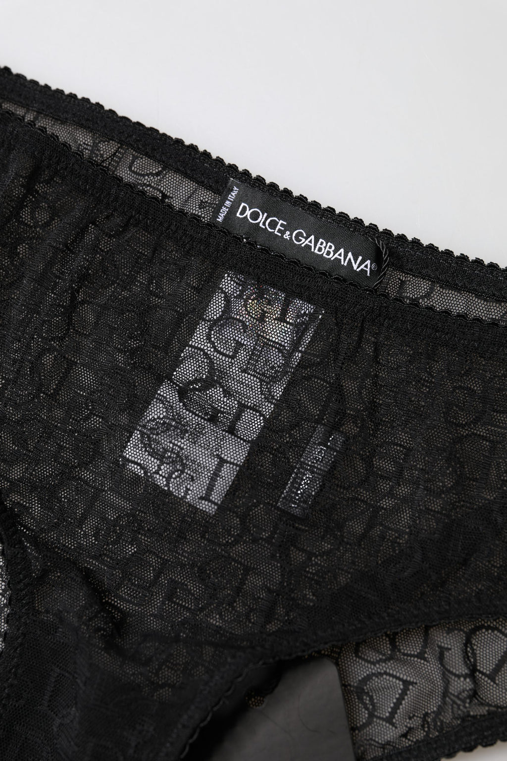 Dolce & Gabbana Schwarzer Mid-Waist Slip aus Stretch-Nylon