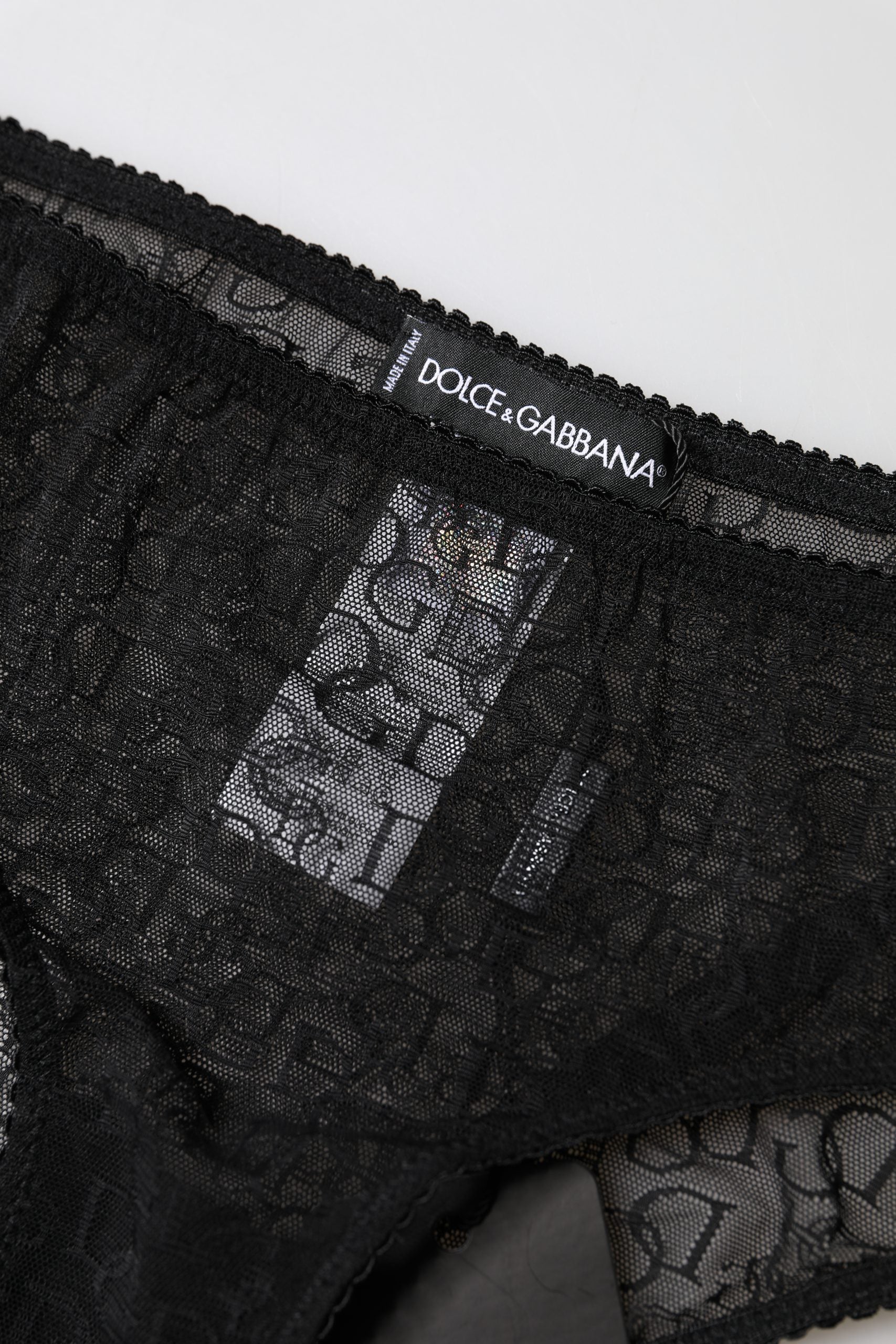 Dolce & Gabbana Schwarzer Mid-Waist Slip aus Stretch-Nylon