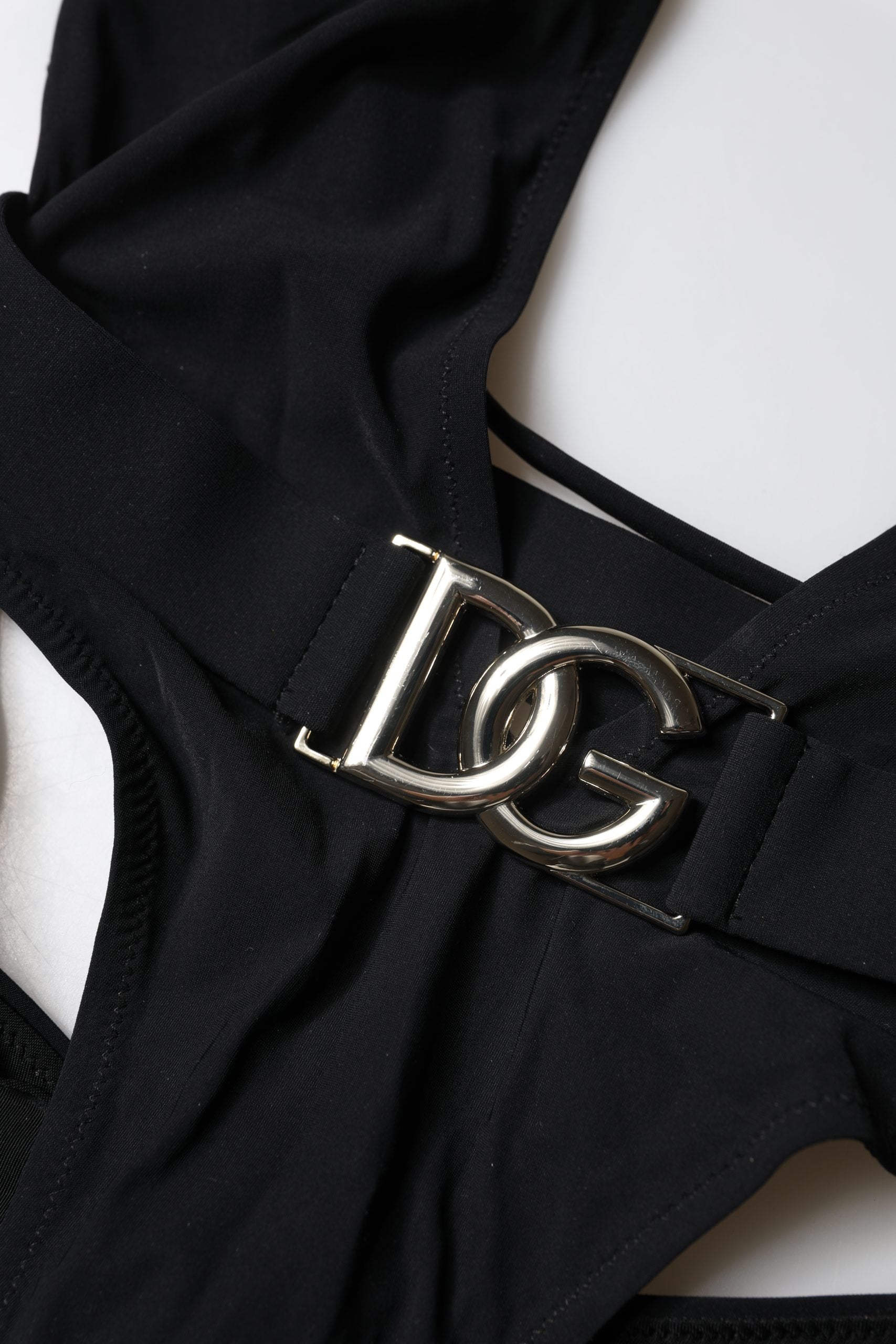Dolce & Gabbana Schwarzer DG Nylon Badeanzug