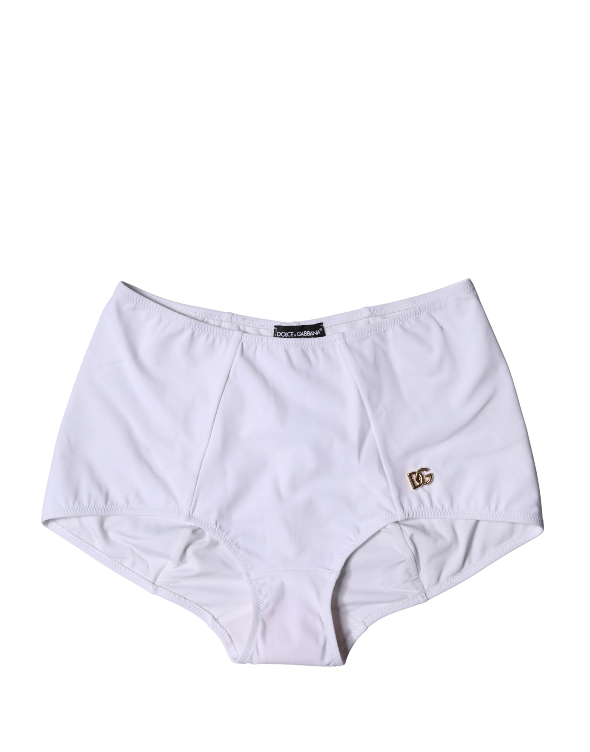 Dolce & Gabbana Weiße Logo-Gürtel-Panty mit hoher Taille