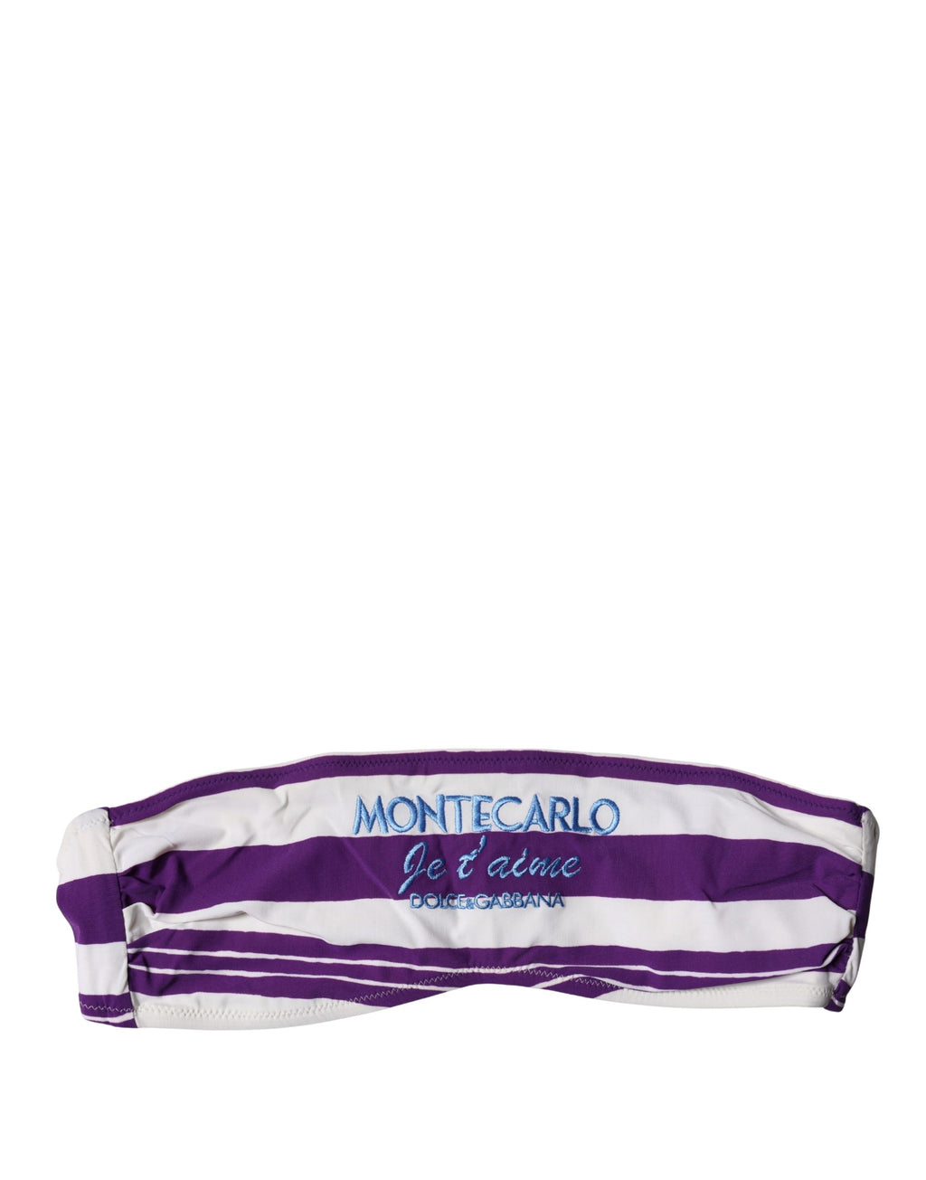 Dolce & Gabbana Violet and White Stripe Nylon Bandeau Swimsuit