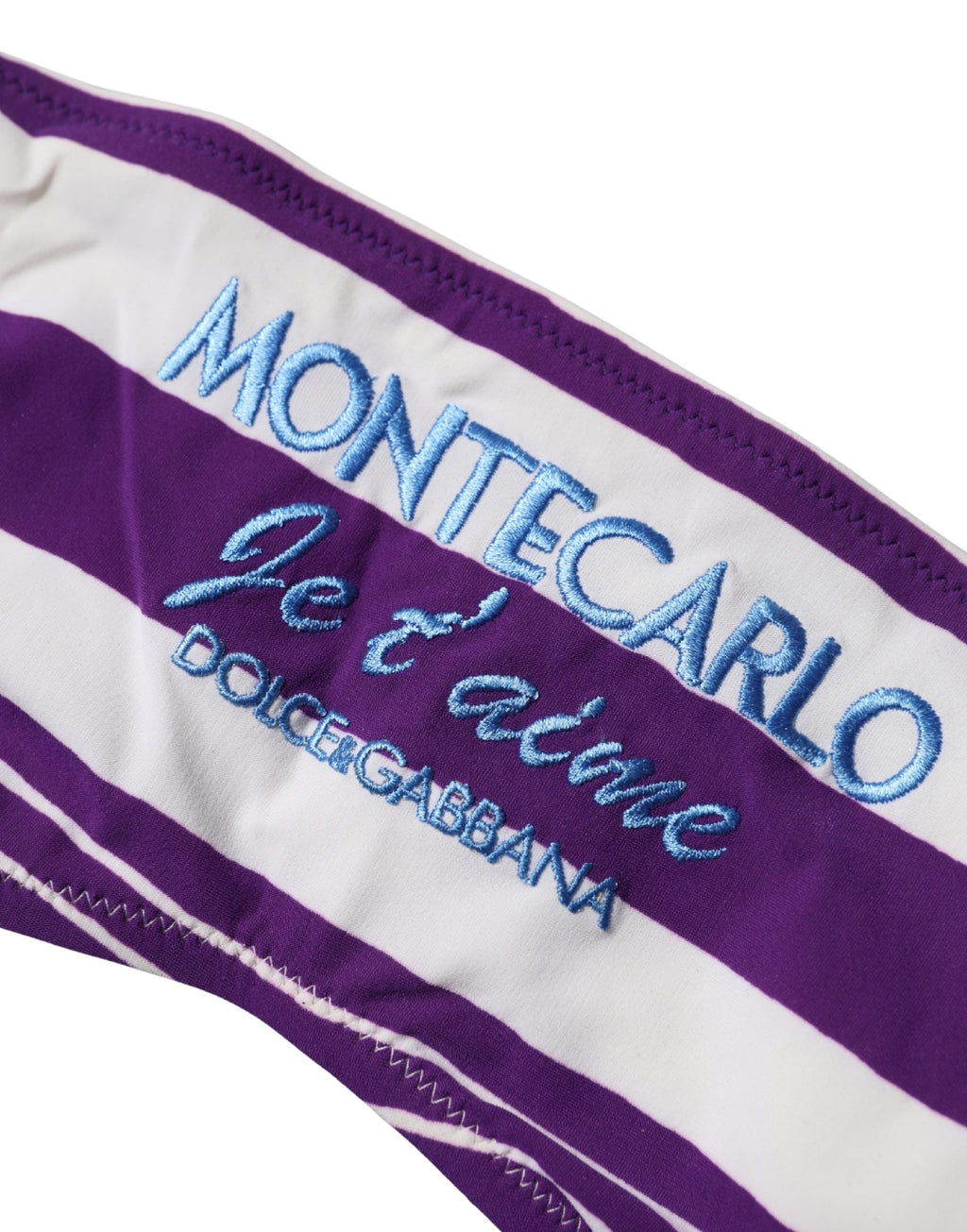 Dolce & Gabbana Violet and White Stripe Nylon Bandeau Swimsuit