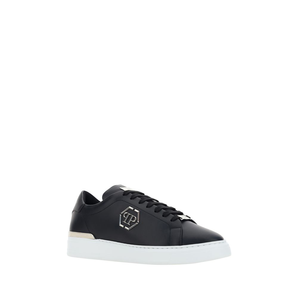 Philipp Plein Black Bos Taurus Calf Leather Low-Top Sneakers