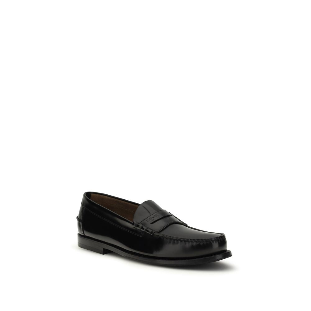 Prada Black Bos Taurus Calf Leather Slip-On Loafers
