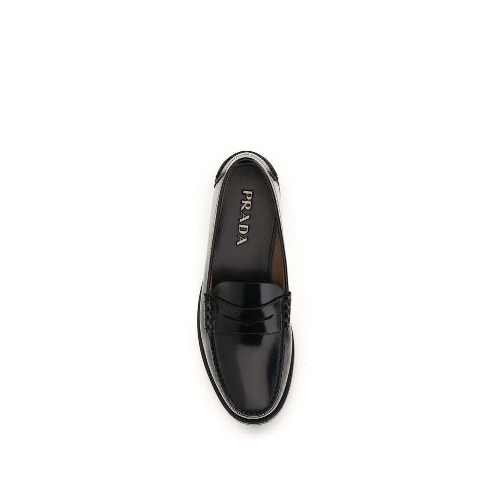 Prada Black Bos Taurus Calf Leather Slip-On Loafers