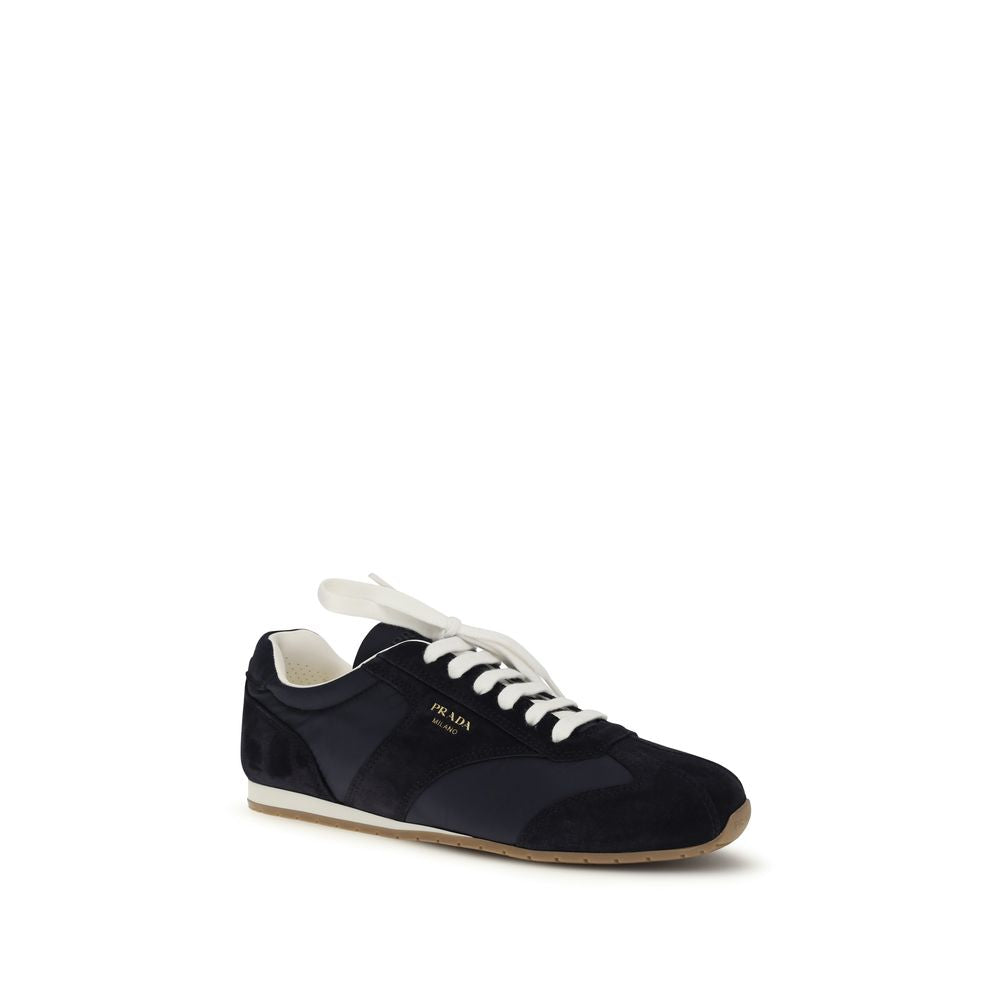 Prada Blaue Kalbsleder Bos Taurus Low-Top-Sneaker