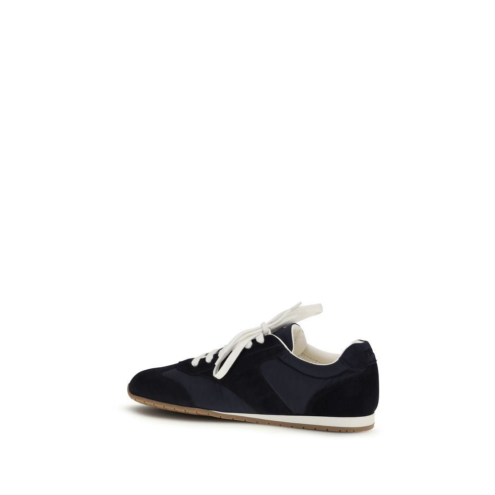Prada Blaue Kalbsleder Bos Taurus Low-Top-Sneaker