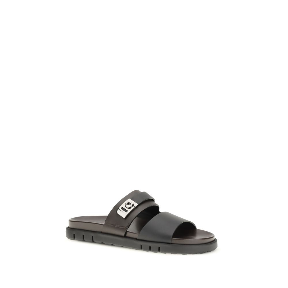 Ferragamo Schwarze Bos Taurus Kalbsleder-Sandalen