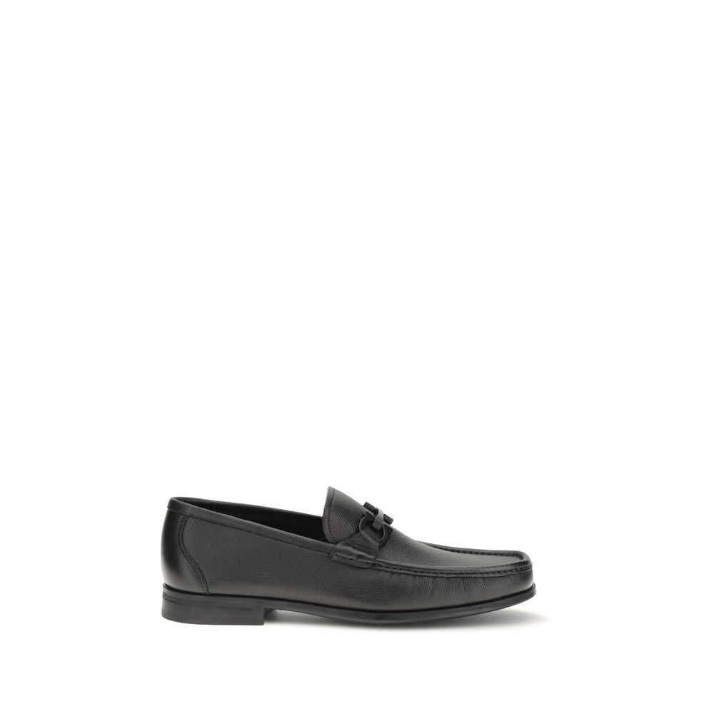 Ferragamo Schwarze "Bos Taurus" Kalbsleder Loafer zum Hineinschlüpfen