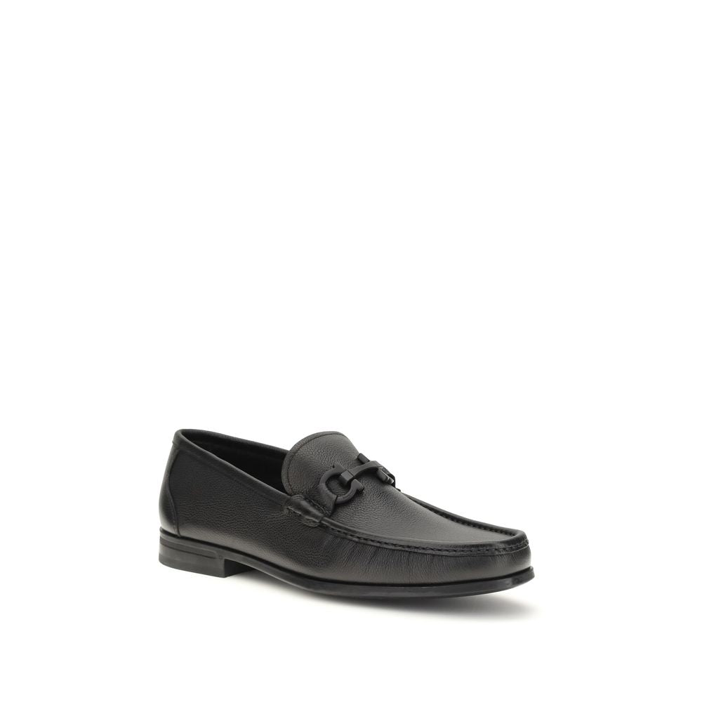 Ferragamo Schwarze "Bos Taurus" Kalbsleder Loafer zum Hineinschlüpfen