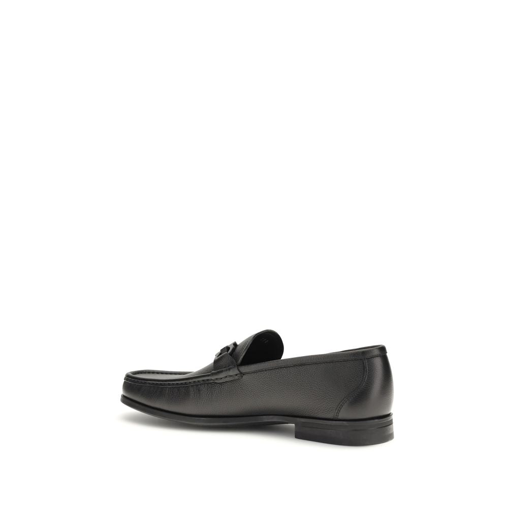 Ferragamo Schwarze "Bos Taurus" Kalbsleder Loafer zum Hineinschlüpfen