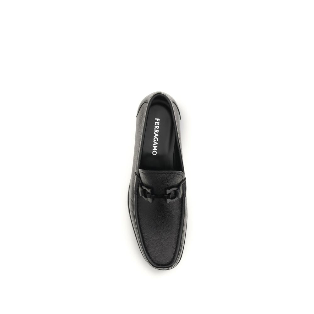 Ferragamo Schwarze "Bos Taurus" Kalbsleder Loafer zum Hineinschlüpfen