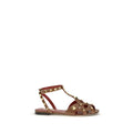 Valentino Garavani Braune Sandalen aus Ziegenleder mit Riemenverschluss