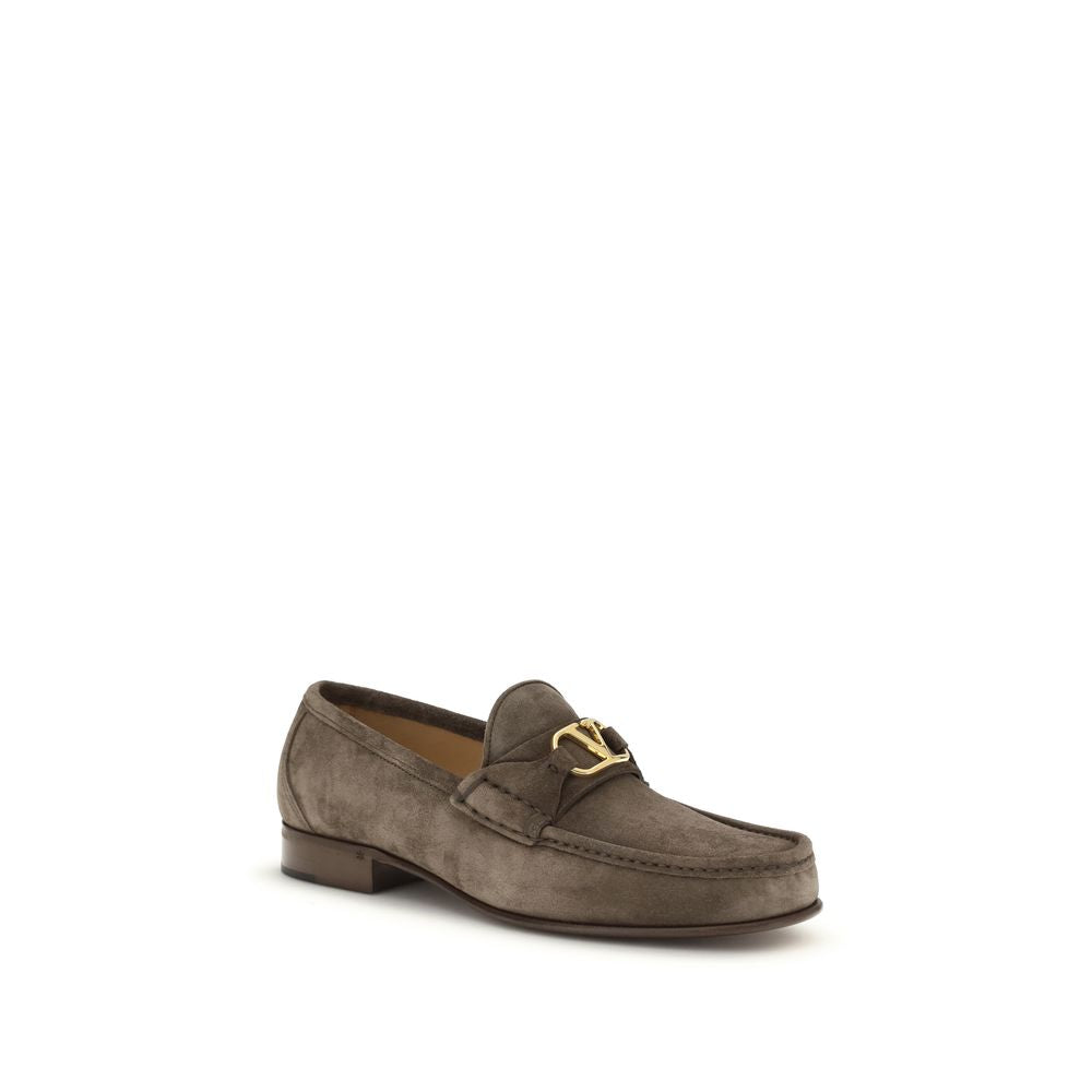 Valentino Garavani Brown Calf Leather Bos Taurus Loafers