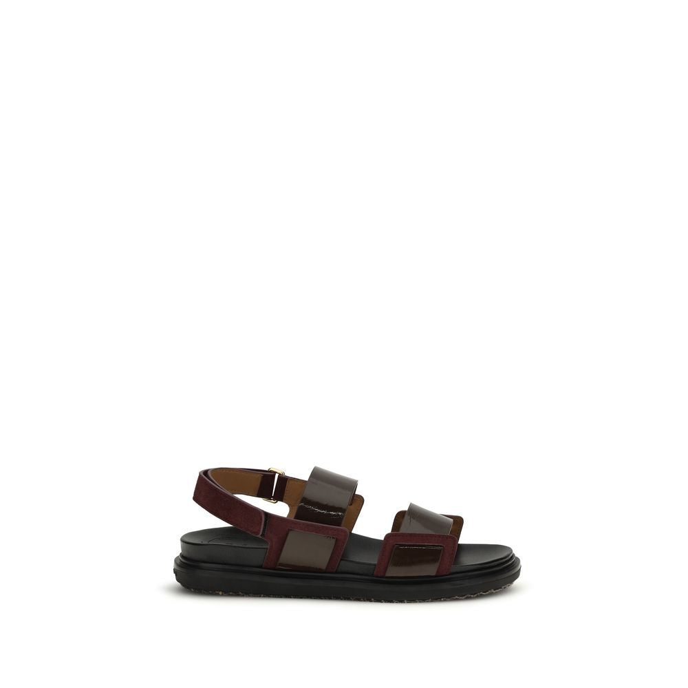Marni Black Bos Taurus Calfskin Strappy Sandals