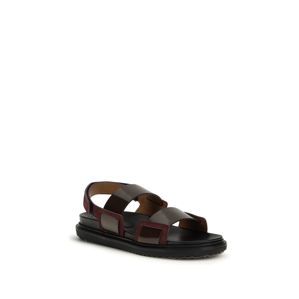 Marni Black Bos Taurus Calfskin Strappy Sandals