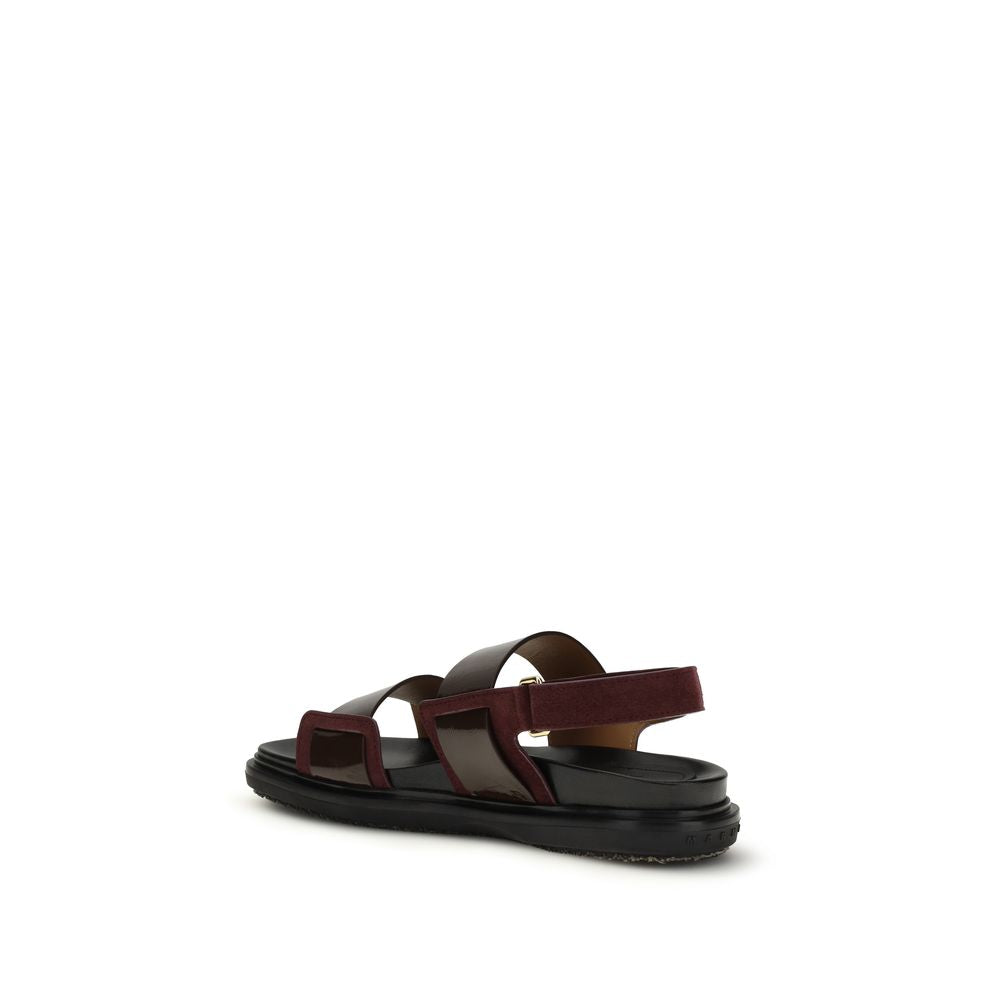 Marni Black Bos Taurus Calfskin Strappy Sandals