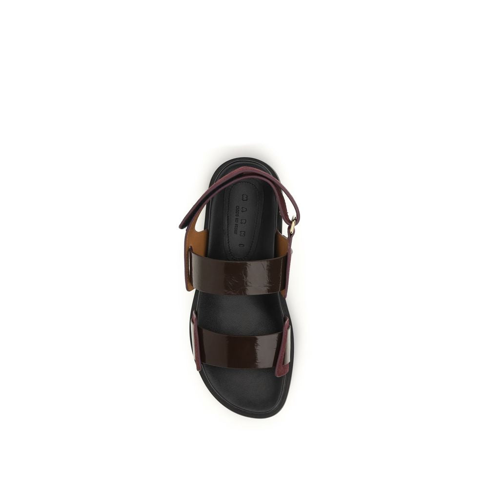 Marni Black Bos Taurus Calfskin Strappy Sandals