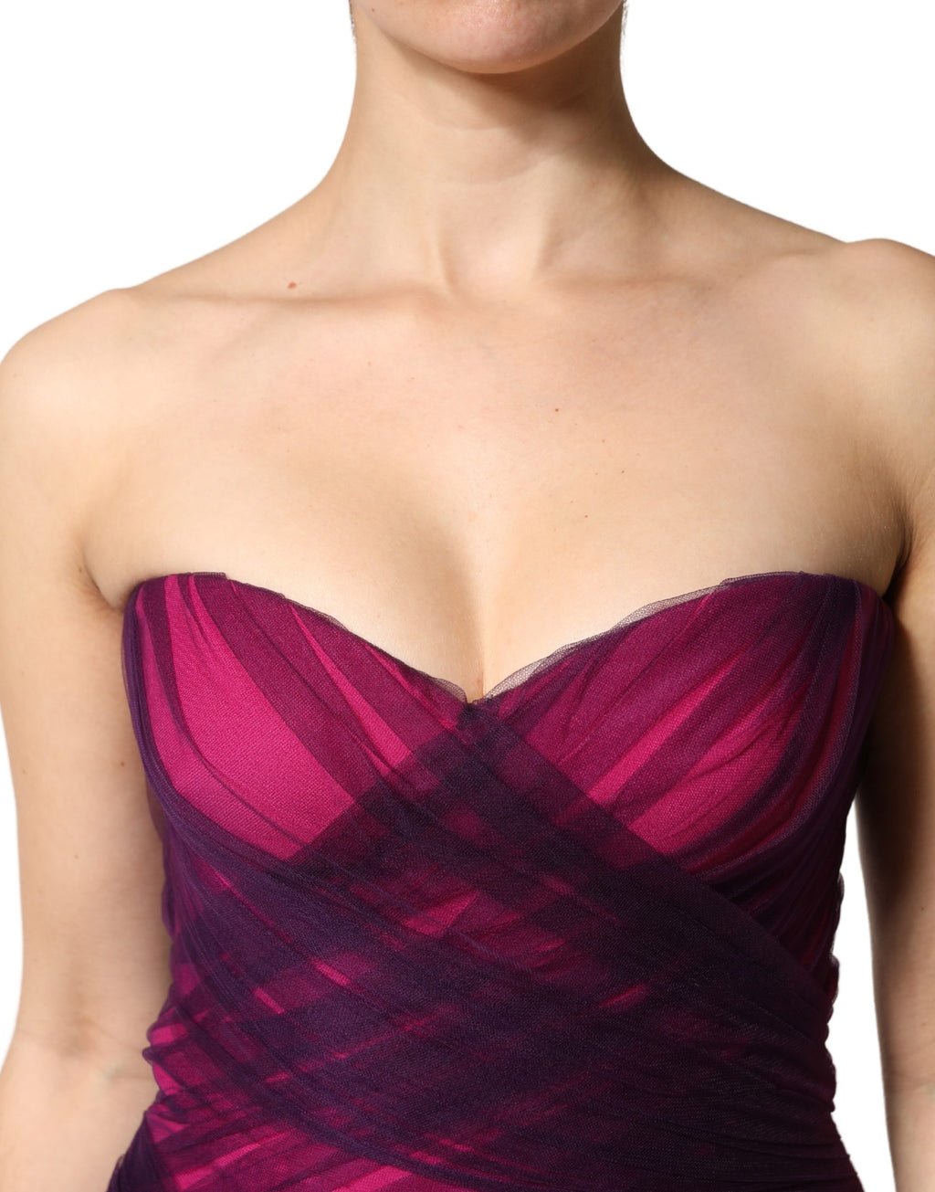 Dolce & Gabbana Pink Black Strapless Sheath Mermaid Dress
