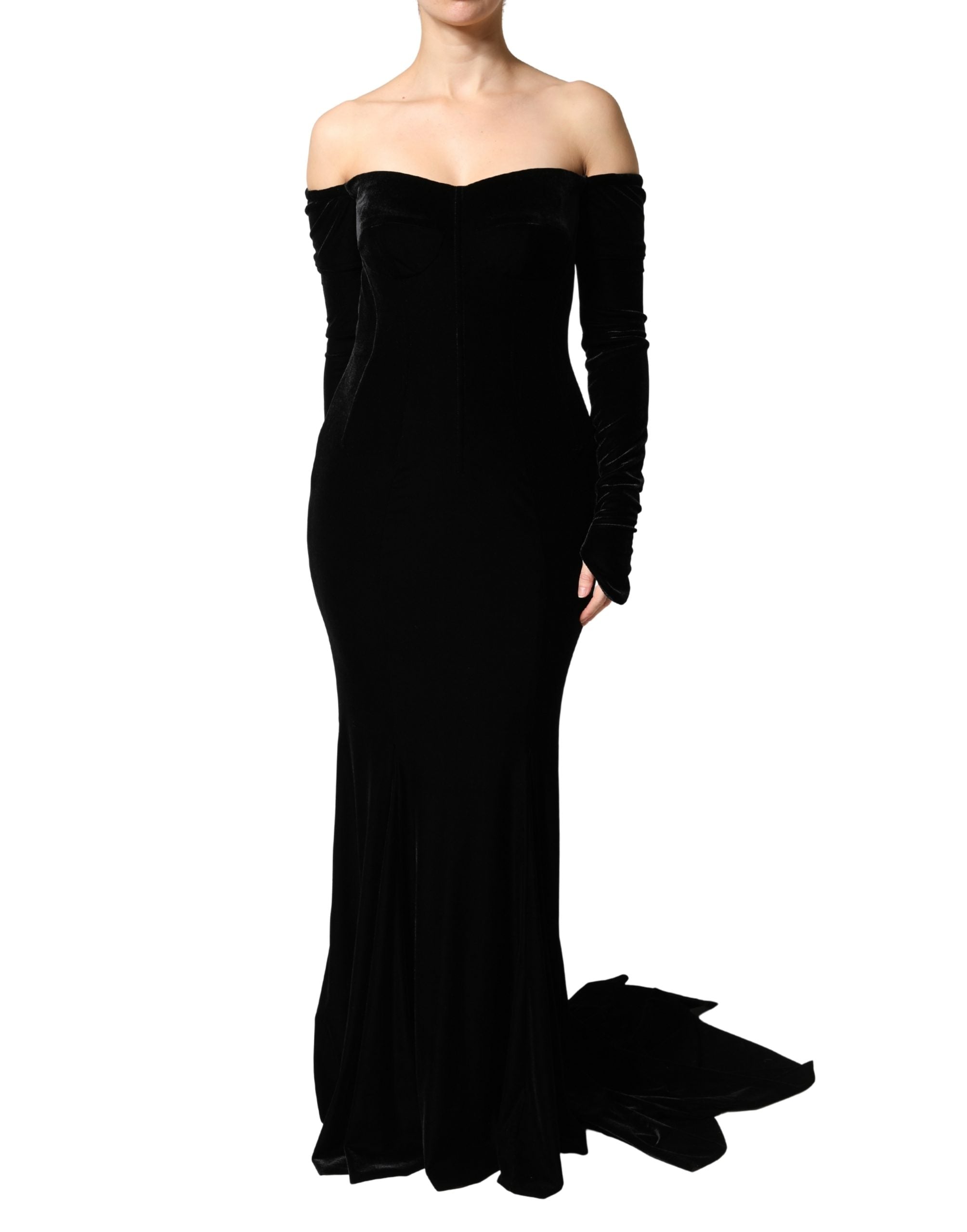 Dolce & Gabbana Black Bodycon Off-the-Shoulder Evening Dress