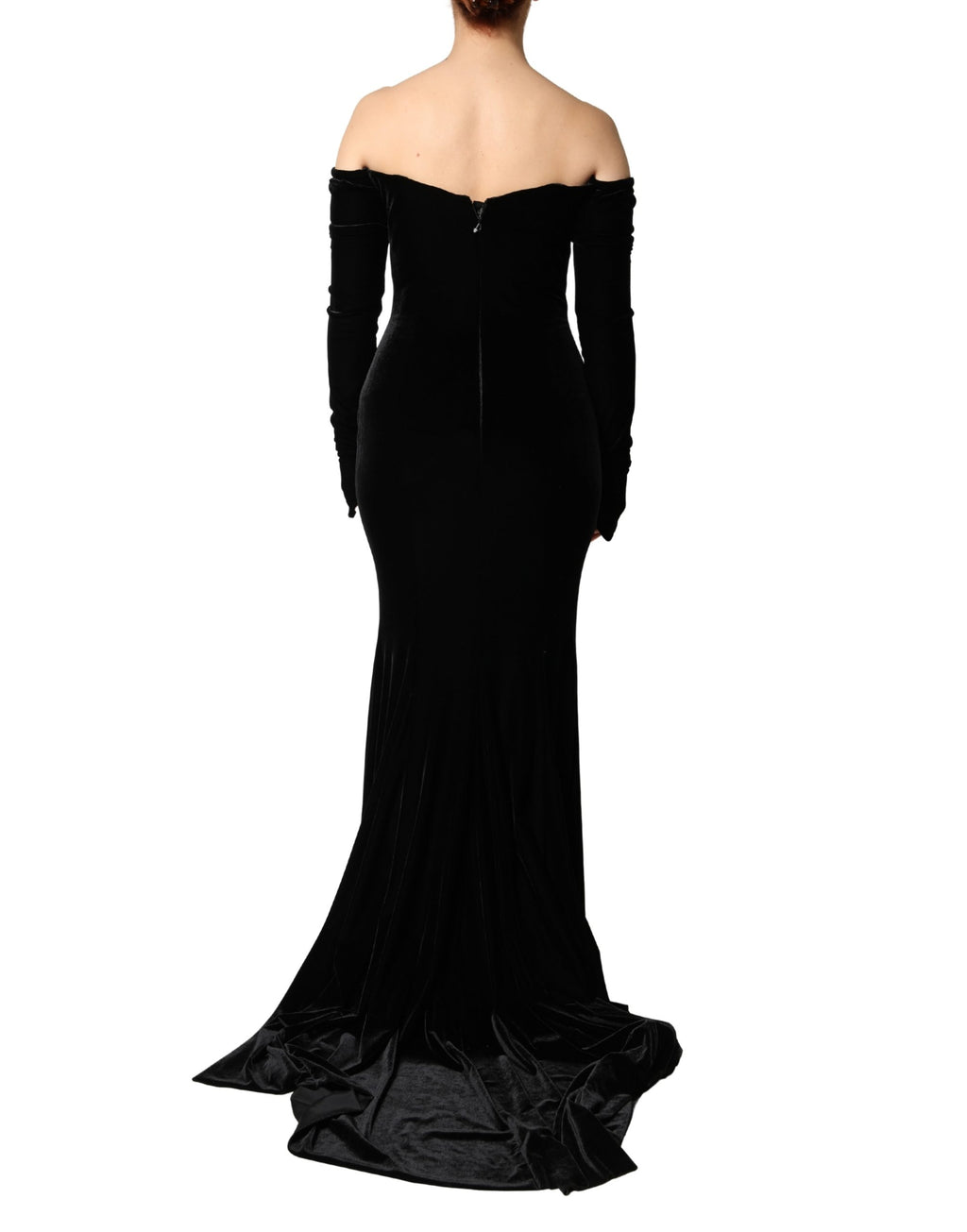 Dolce & Gabbana Black Bodycon Off-the-Shoulder Evening Dress