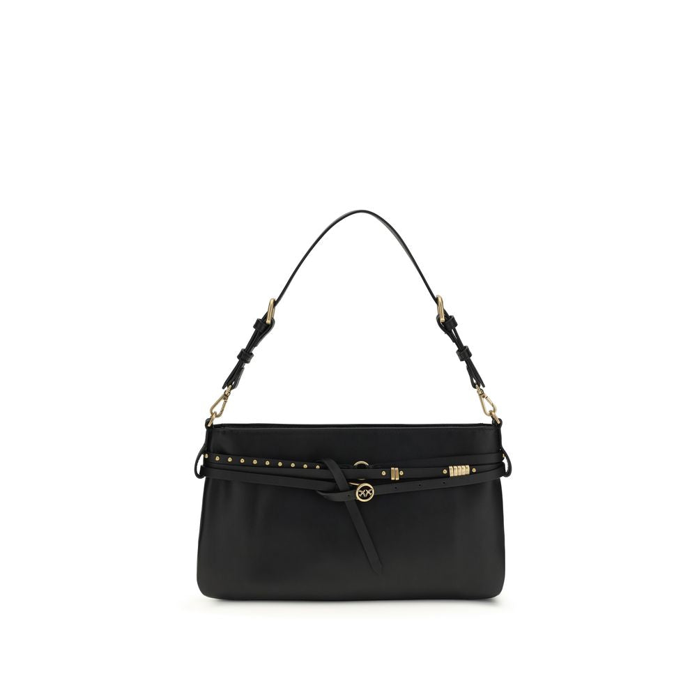 PINKO Schwarze Bos Taurus Kalbsleder Schultertasche